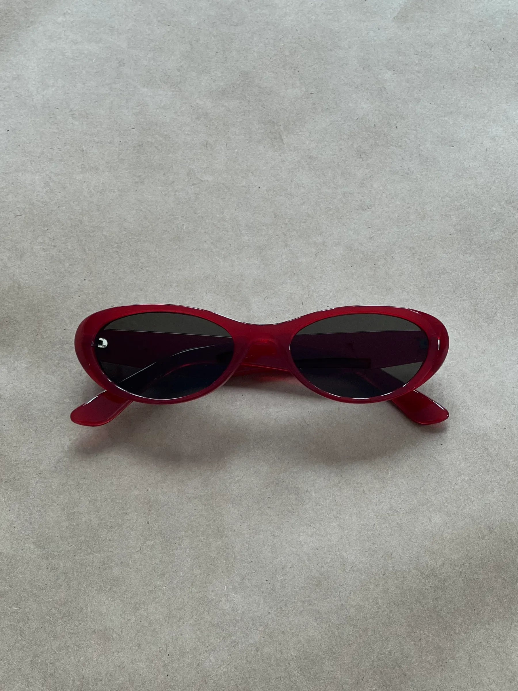 Cherry Red Oval Cat-Eye Sunglasses