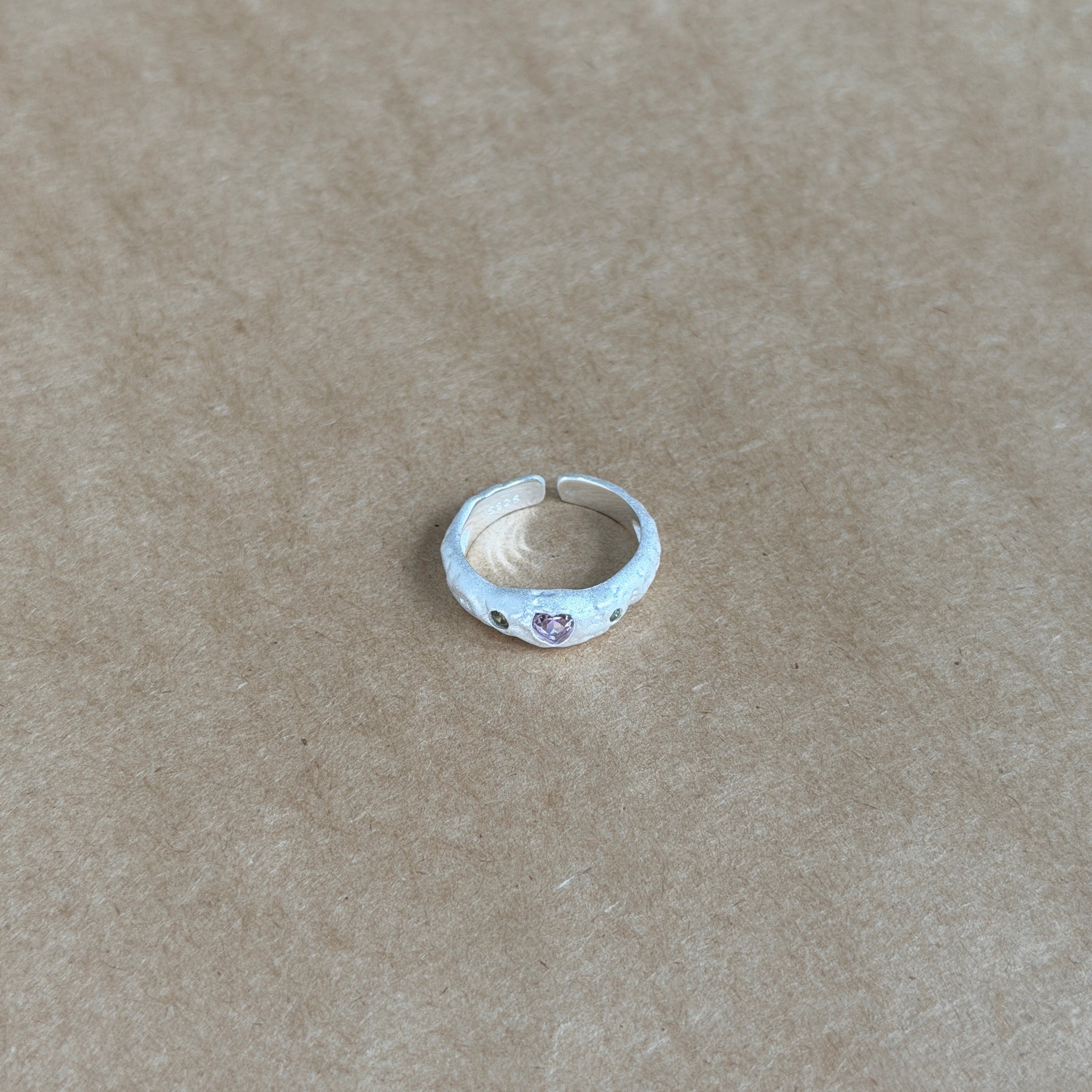 Matte Textured Stone Open Ring