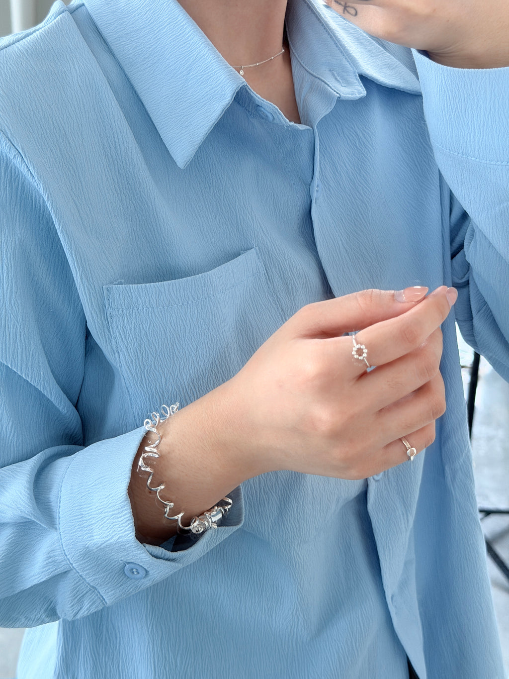 Coil Line Silver Bracelet